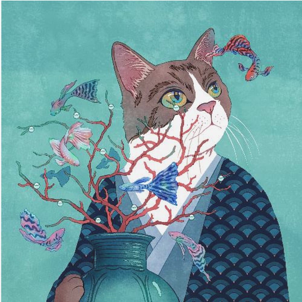 Katze und Fisch | Leinwand