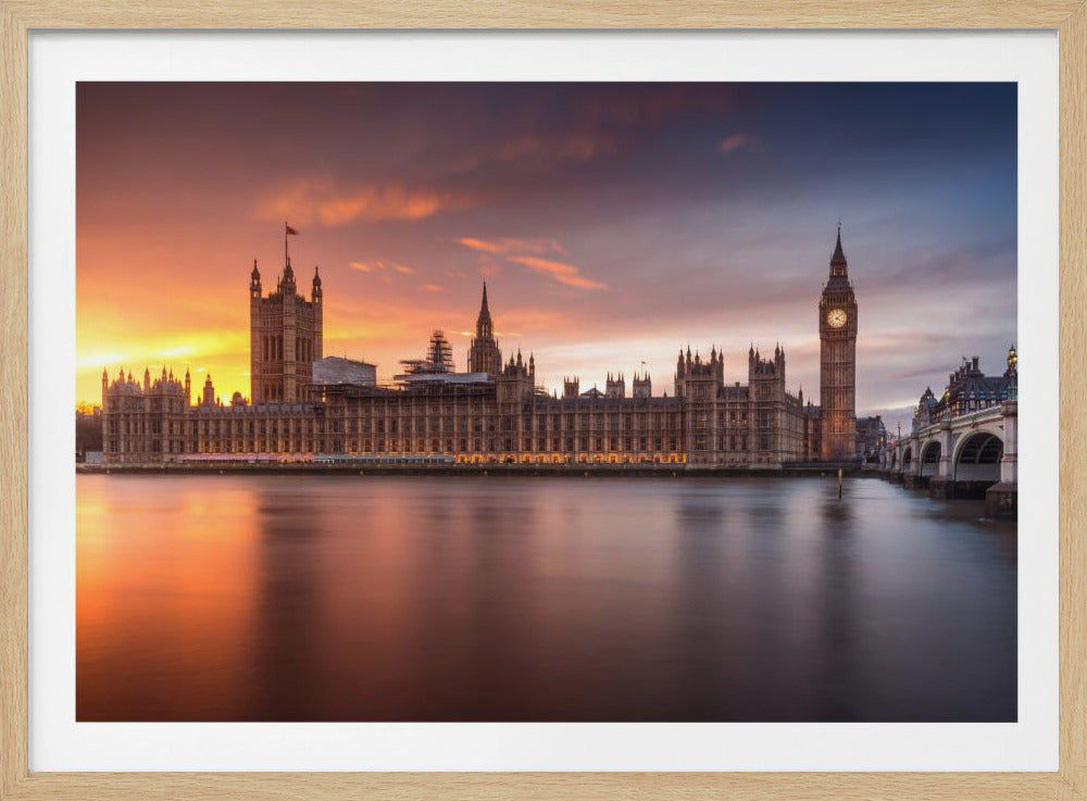 Sonnenuntergang im Londoner Palast von Westminster | Poster