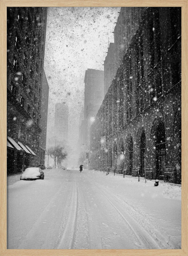 New York Walker im Schneesturm | Poster