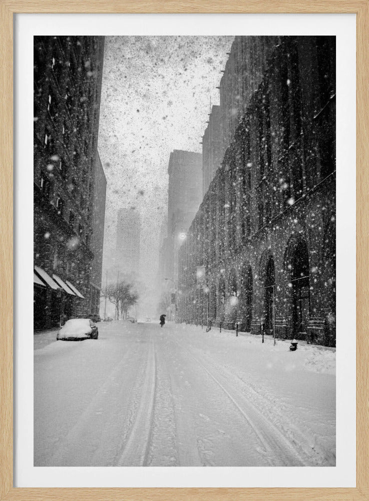 New York Walker im Schneesturm | Poster