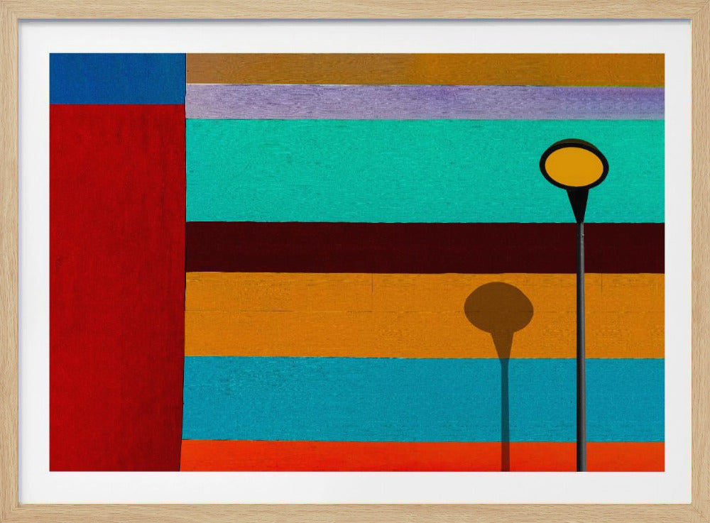 Lampe und gestreifte Wand | Poster