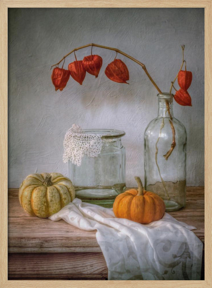 Stillleben mit Physalis und Kürbis | Poster