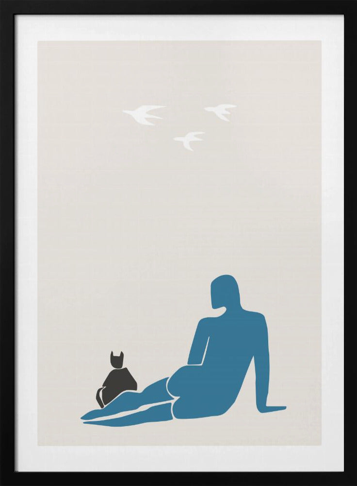 Frau und Katze | Poster