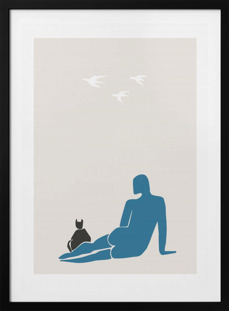 Frau und Katze | Poster
