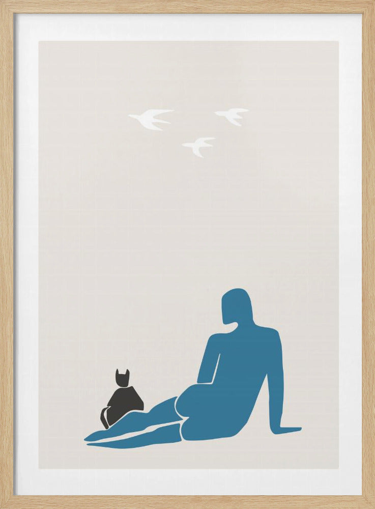 Frau und Katze | Poster