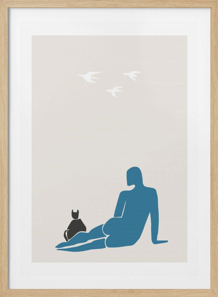 Frau und Katze | Poster