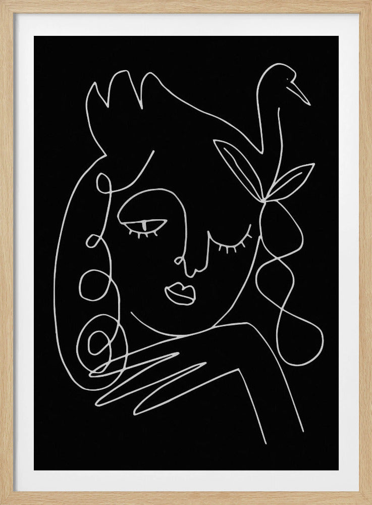 lineart_swan_black_vector_005 | Poster