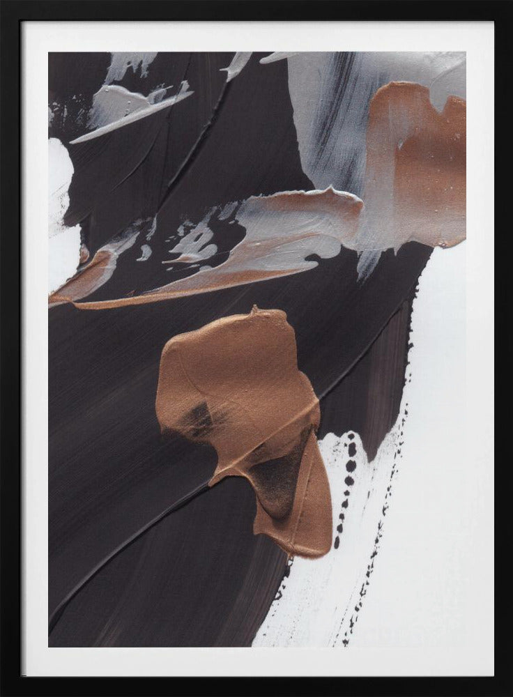 Dynamische Pinselstriche in Braun und Kupfer | Poster