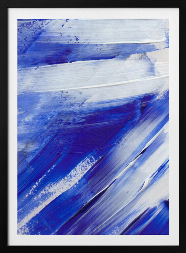 Weiße und blaue Pinselstriche | Poster