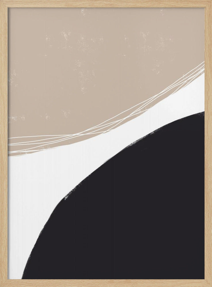 Beige und schwarze organische Formen | Poster