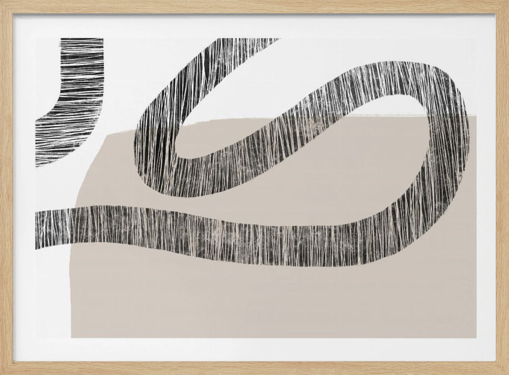 Strukturierte Linien auf beigem und weißem Hintergrund | Poster