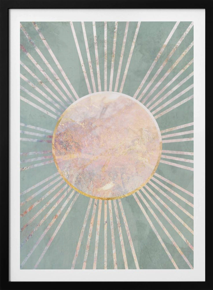 Salbeigrüne Boho Sonnenstrahlen | Poster