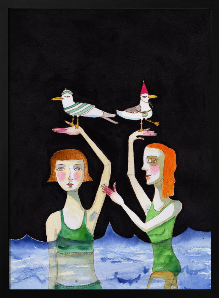 Beste Freunde schwimmen mit Vögeln | Poster