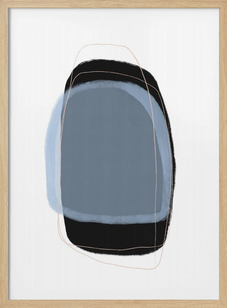 Geometrische Formen in gedämpften Blau- und Schwarztönen | Poster