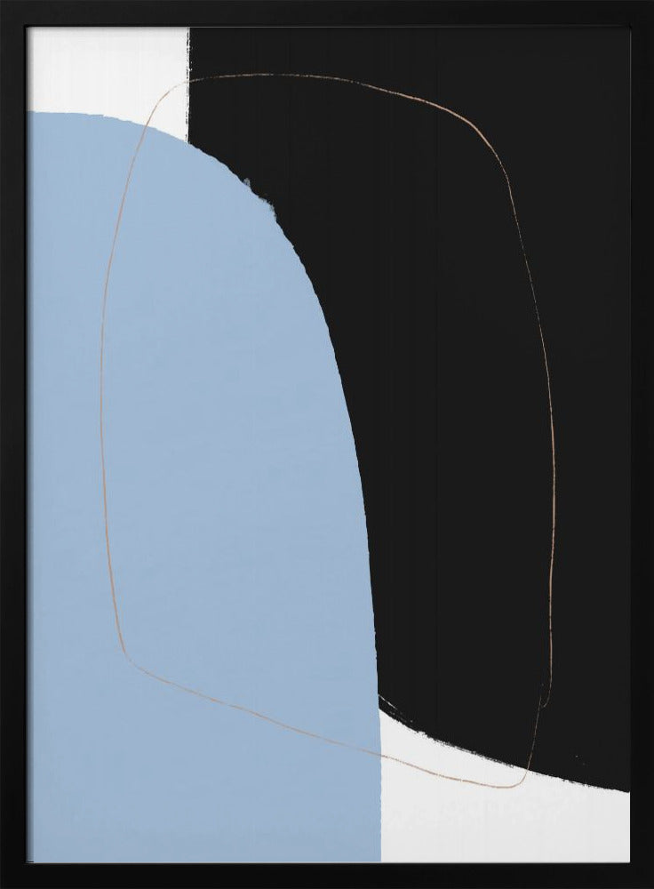 Überlappende schwarze und blaue Formen | Poster