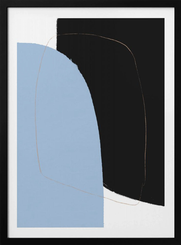 Überlappende schwarze und blaue Formen | Poster