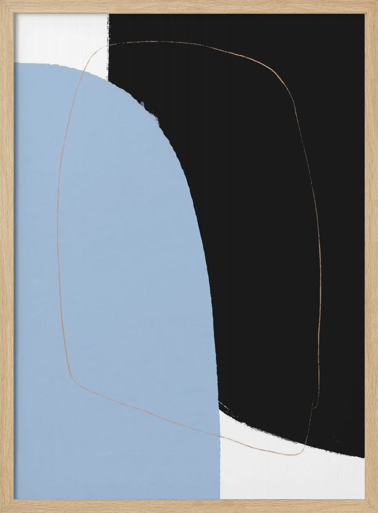 Überlappende schwarze und blaue Formen | Poster