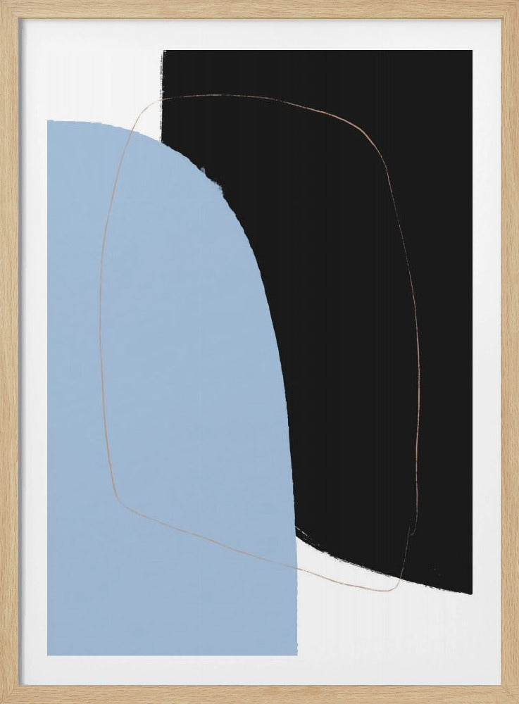 Überlappende schwarze und blaue Formen | Poster