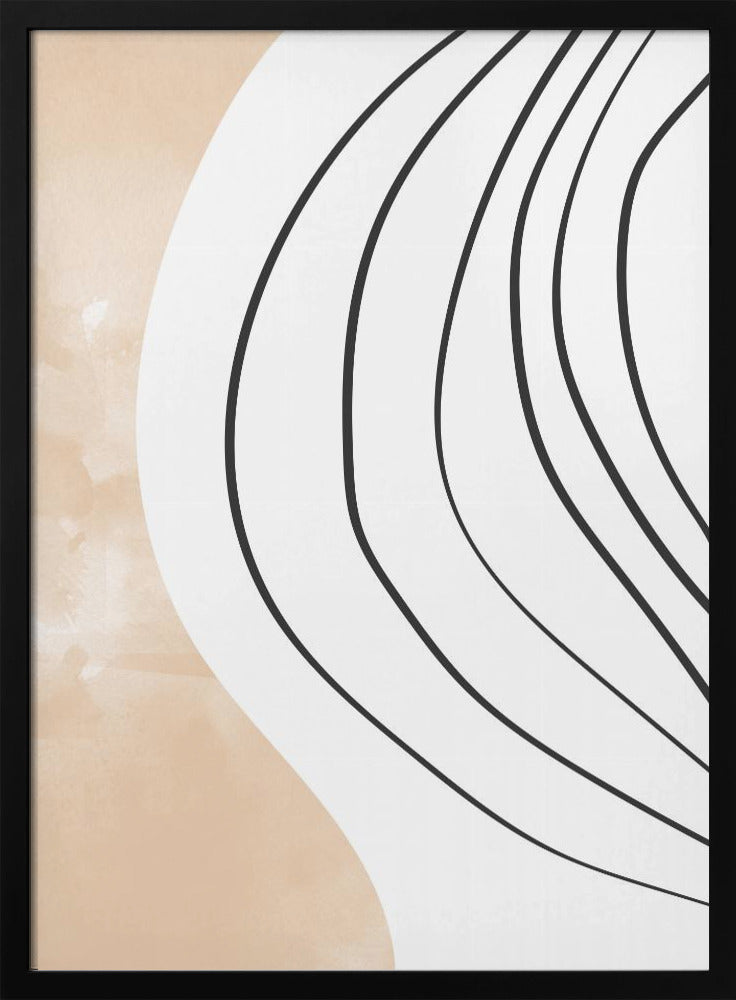 Beige-Schwarze Strichzeichnung | Poster