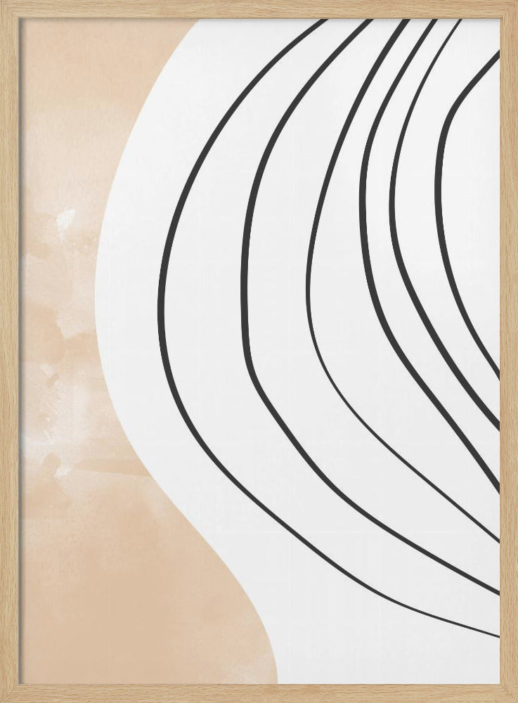 Beige-Schwarze Strichzeichnung | Poster