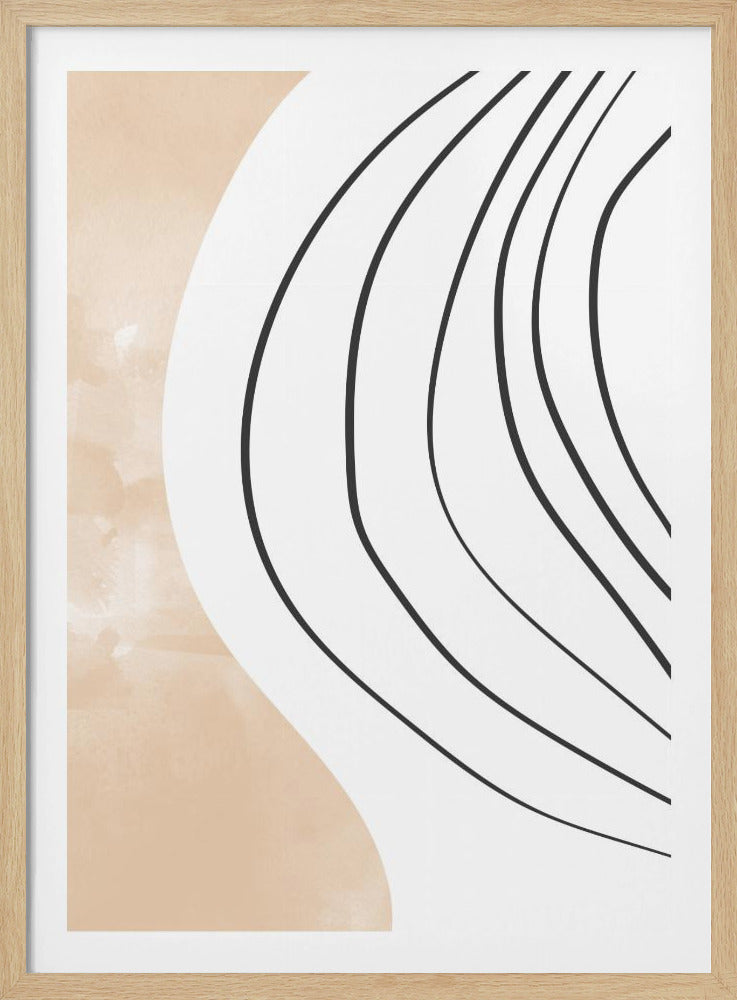 Beige-Schwarze Strichzeichnung | Poster