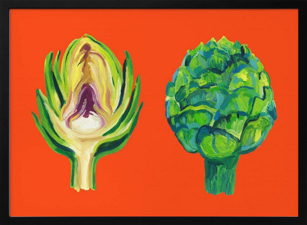 Artischocken auf Orange | Poster