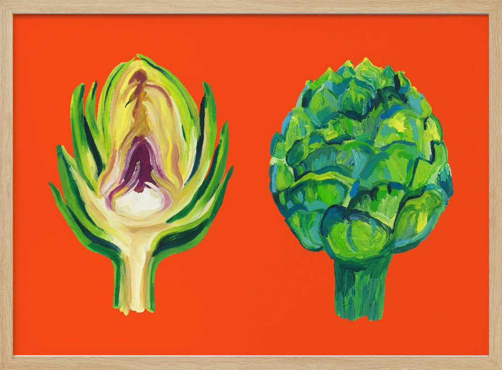 Artischocken auf Orange | Poster