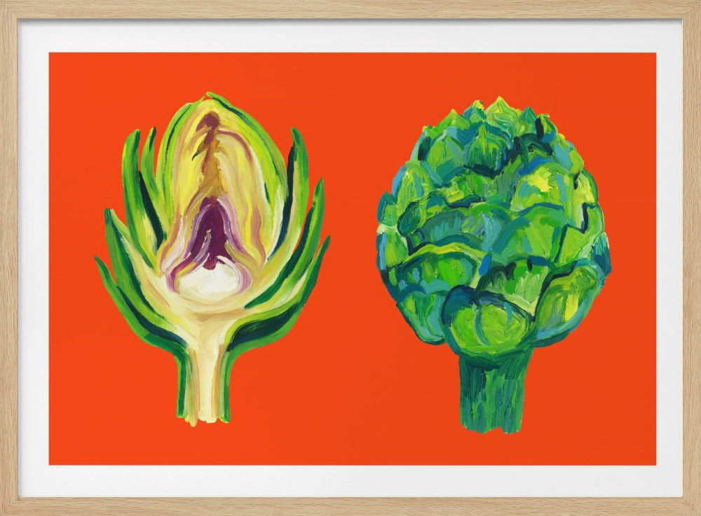 Artischocken auf Orange | Poster