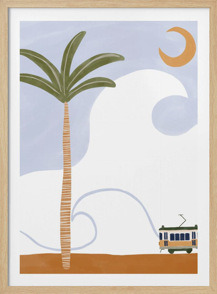 Kleine Straßenbahn am Strand | Poster