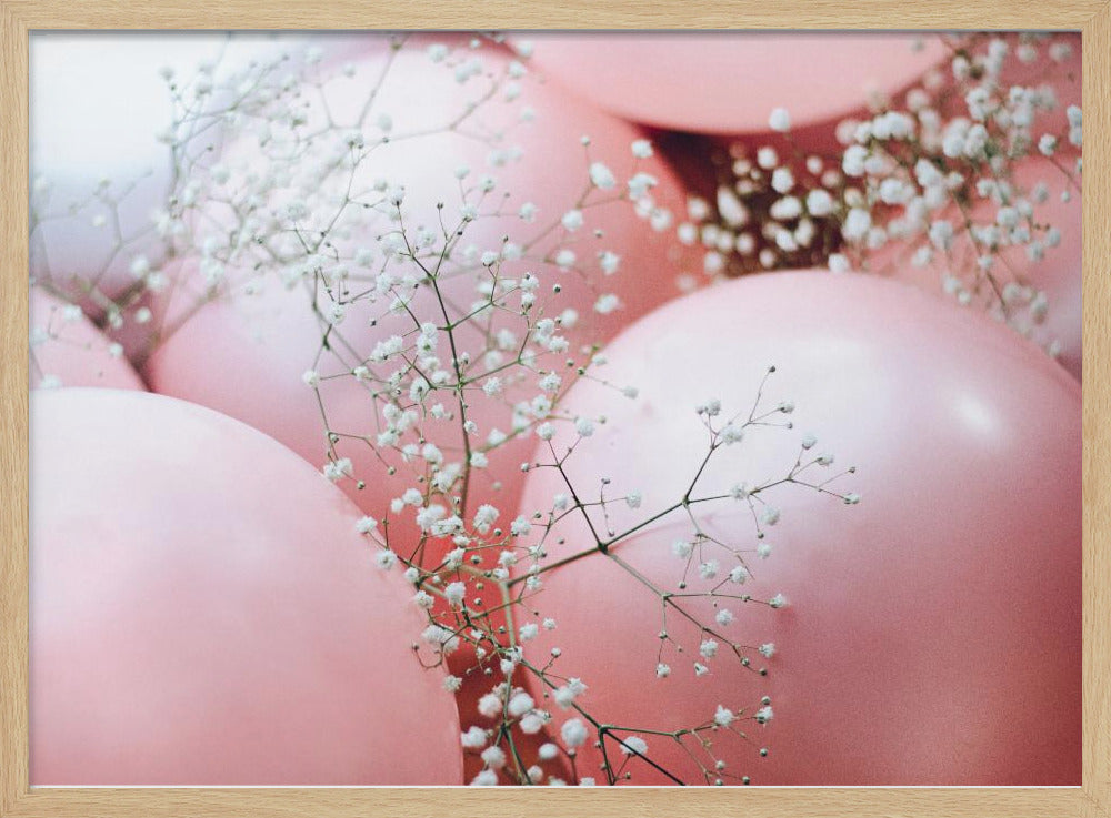 Pink Balloons with Flower | Poster