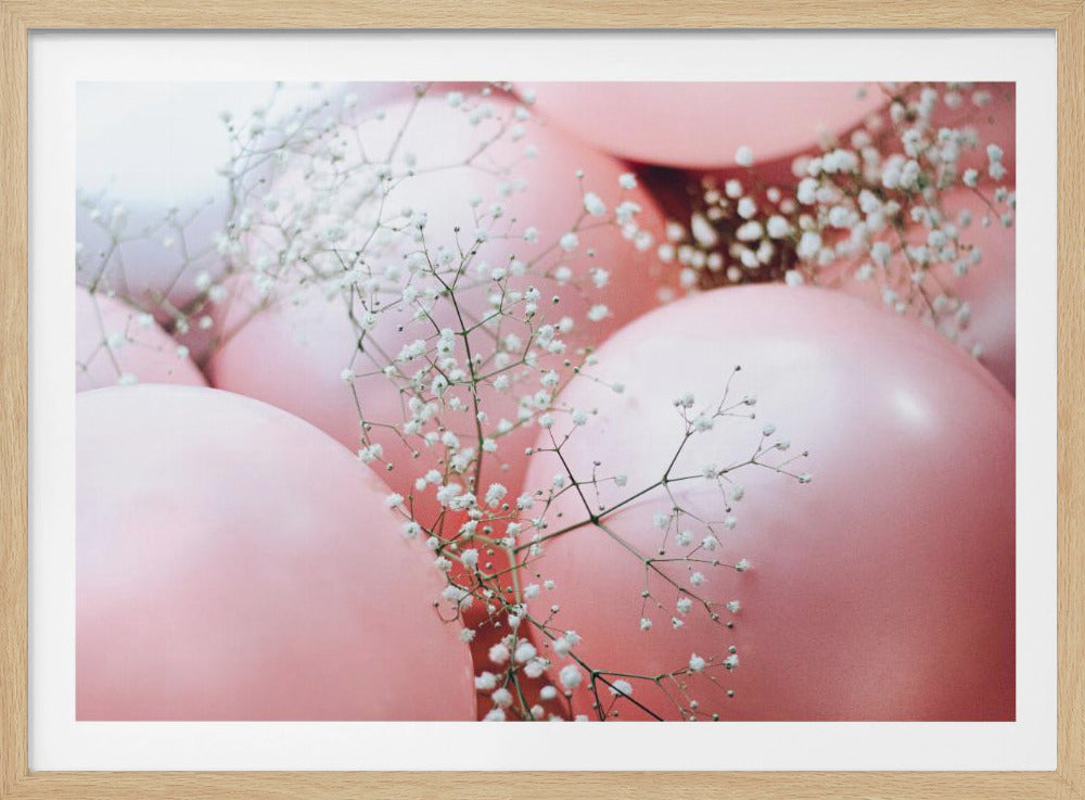 Pink Balloons with Flower | Poster