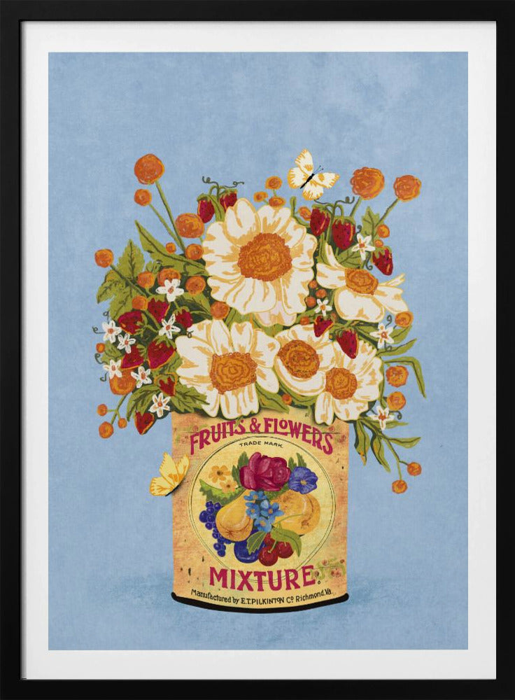 Blumen in einer Vintage-Teedose | Poster