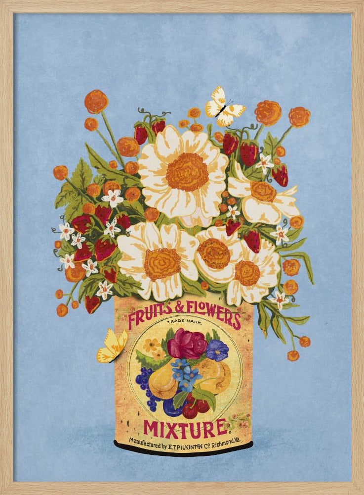 Blumen in einer Vintage-Teedose | Poster