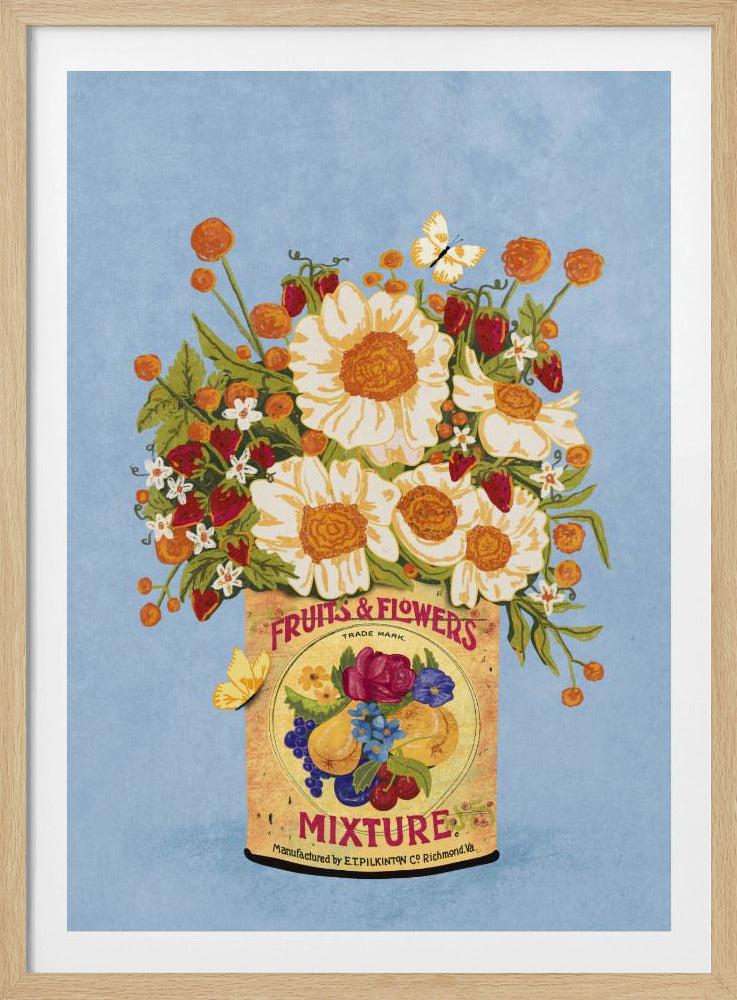 Blumen in einer Vintage-Teedose | Poster