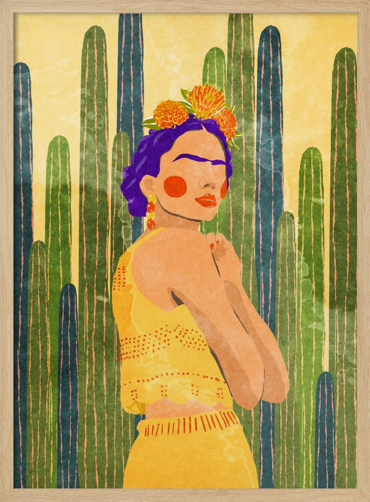 Frida und Kakteen | Poster
