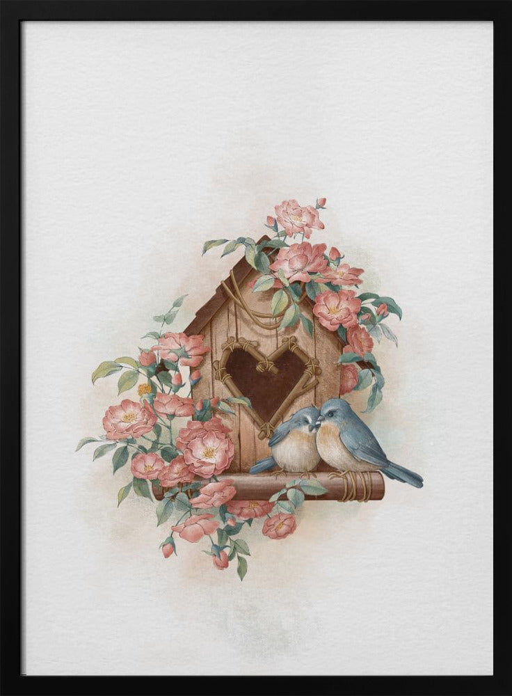 Vogelhaus und Rose | Poster
