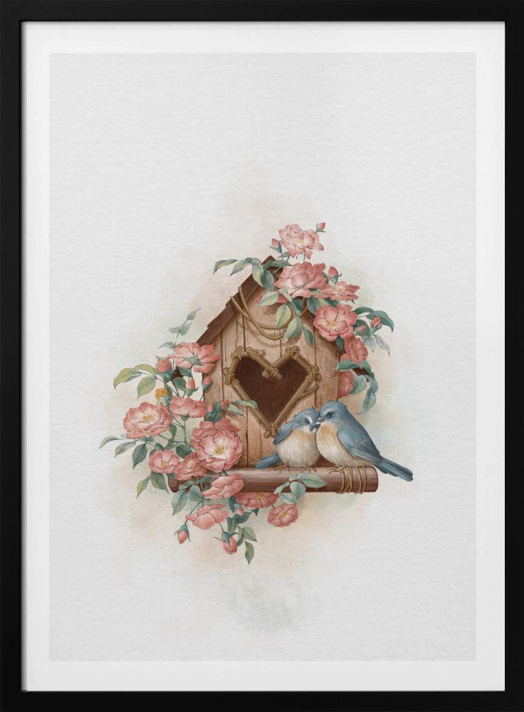 Vogelhaus und Rose | Poster