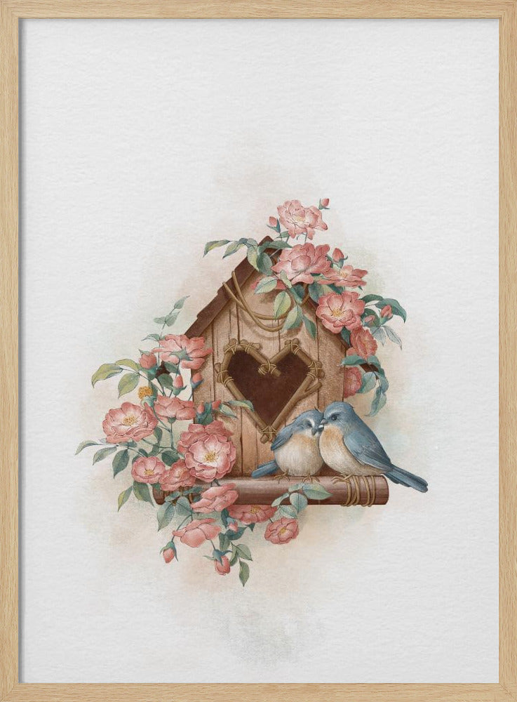 Vogelhaus und Rose | Poster
