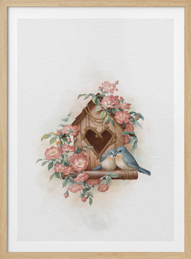 Vogelhaus und Rose | Poster