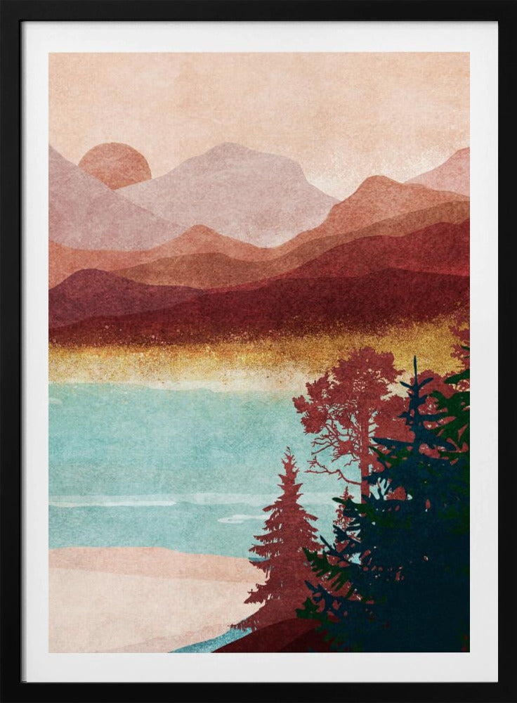 Nebelige Bergdämmerung | Poster