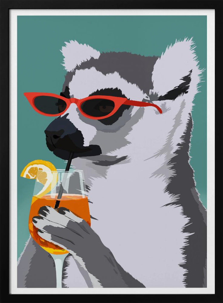 Jugdy Lemur mit Getränk | Poster