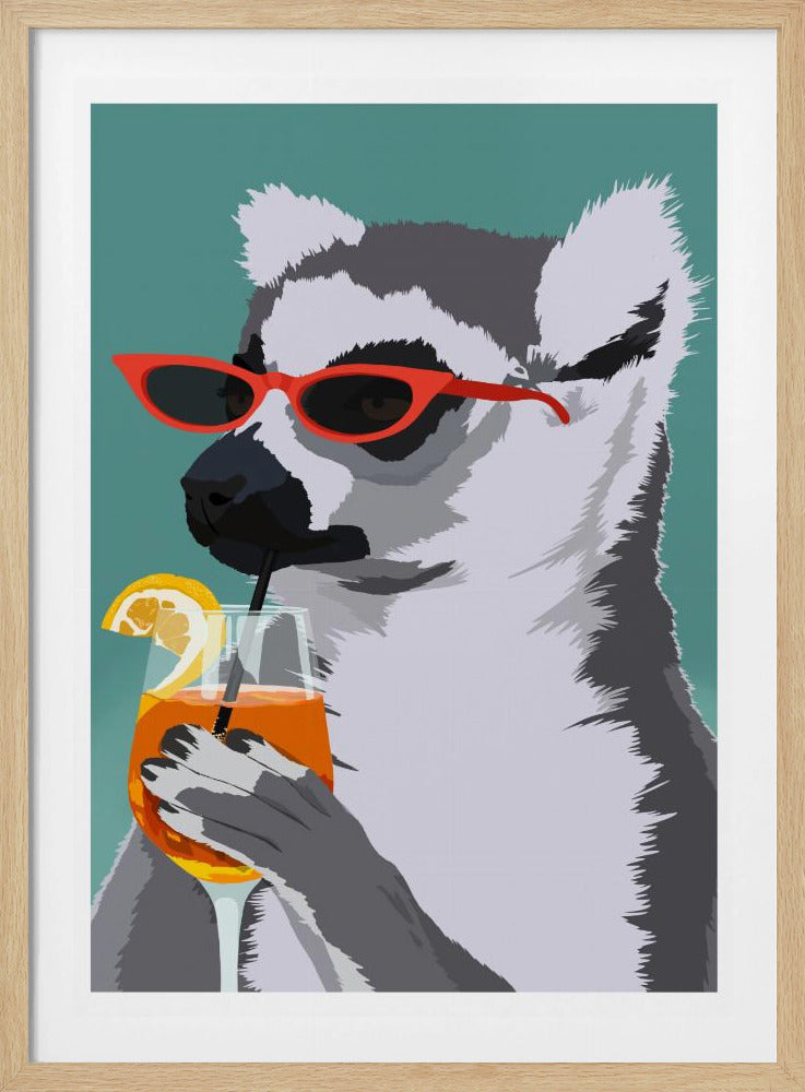 Jugdy Lemur mit Getränk | Poster