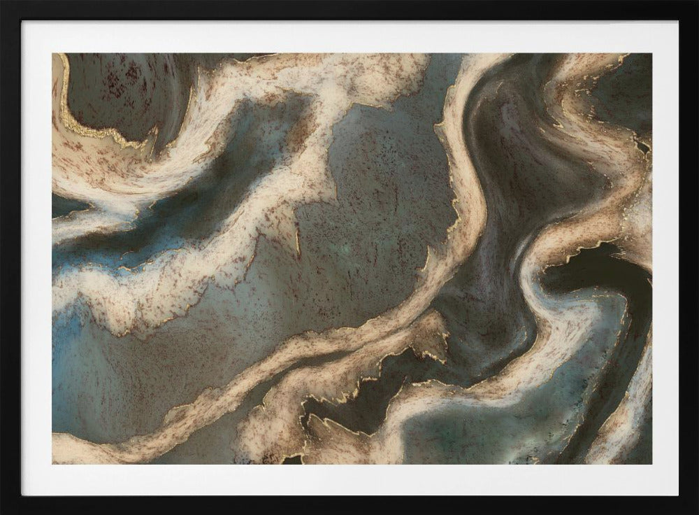 Alkoholtinte Grün Blau Gold Beige | Poster