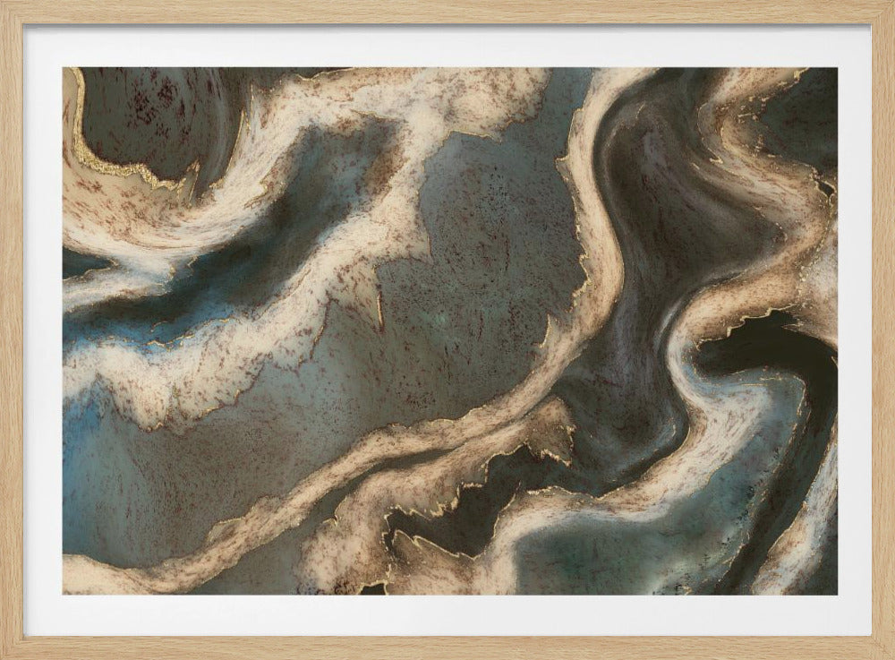 Alkoholtinte Grün Blau Gold Beige | Poster