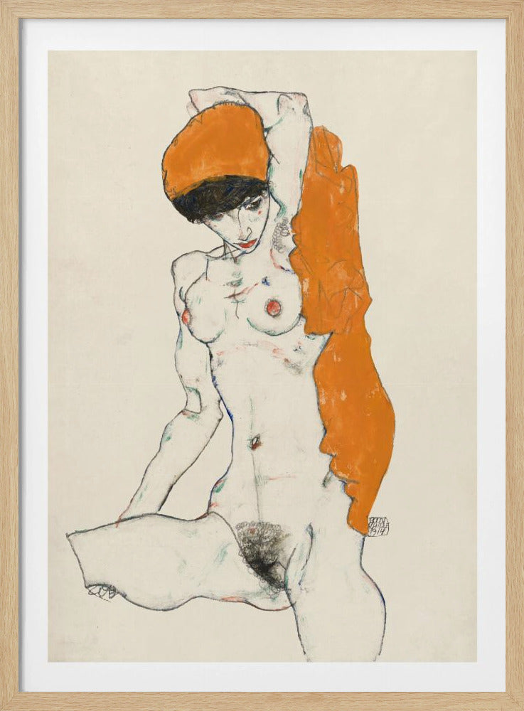 Stehender Akt mit orangefarbenem Gewand 1914 | Poster