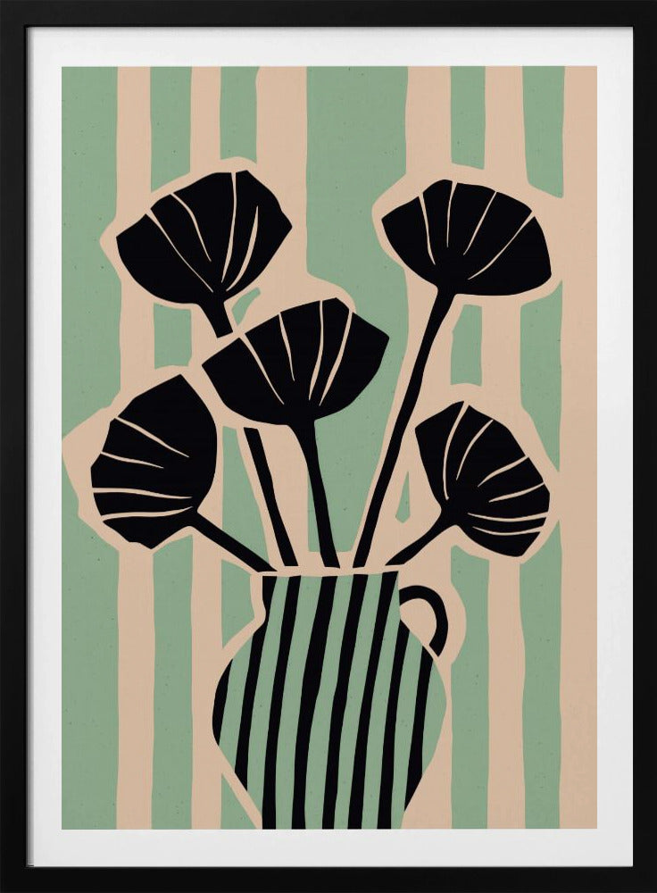 Gestreifte Blütenvase | Poster