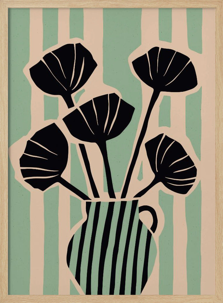 Gestreifte Blütenvase | Poster
