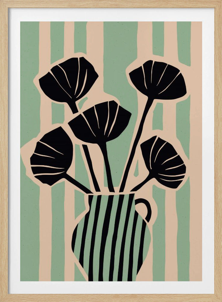 Gestreifte Blütenvase | Poster