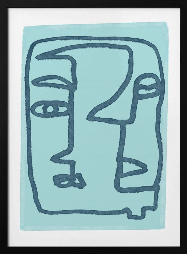 Blaue abstrakte Gesichter | Poster