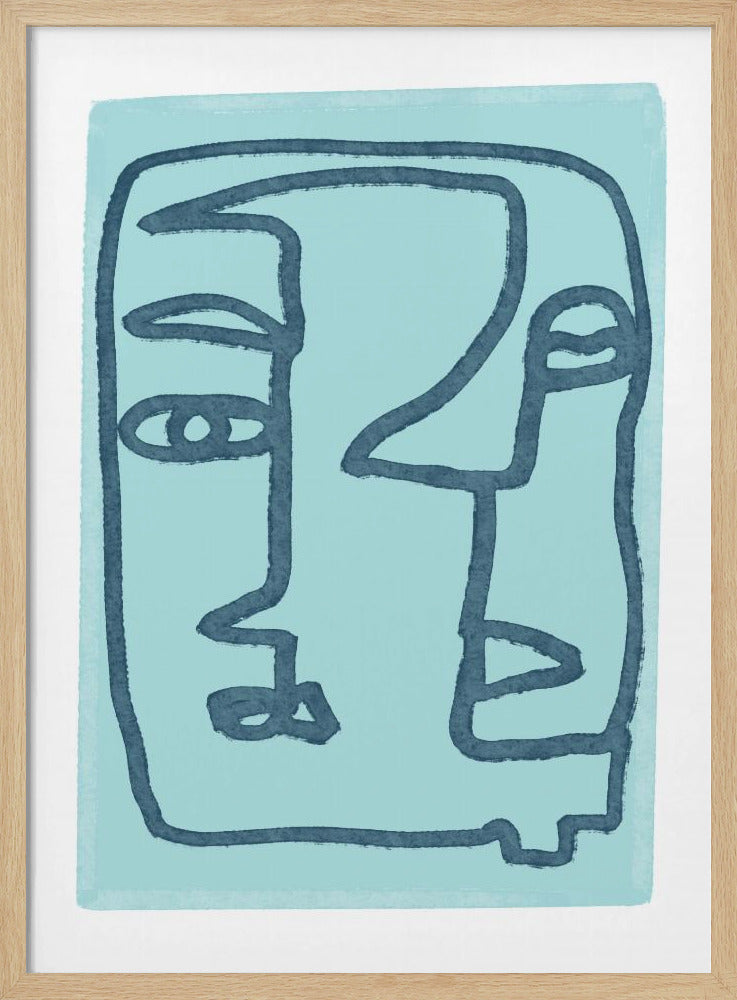 Blaue abstrakte Gesichter | Poster